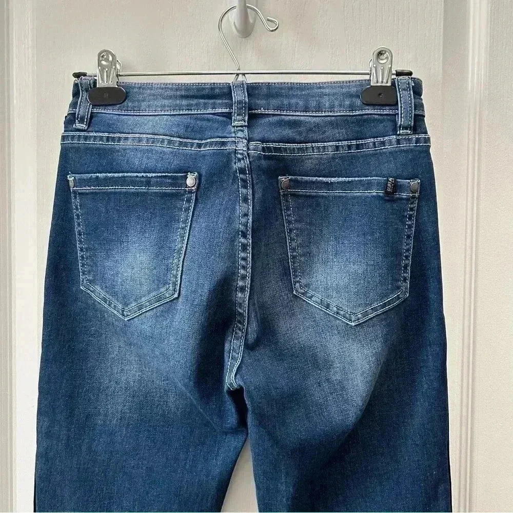 Buffalo Skinny Jeans Faith Side Stripe Mid Rise Ankle Crop Stretch Blue Size 26 - Picture 8 of 14